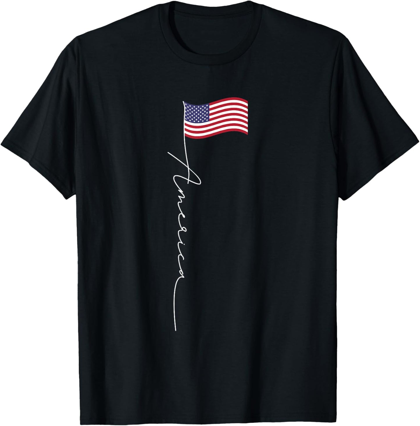 America Signature Flag Pole - Patriotic American Flag T-Shirt - T-Shirt | Black