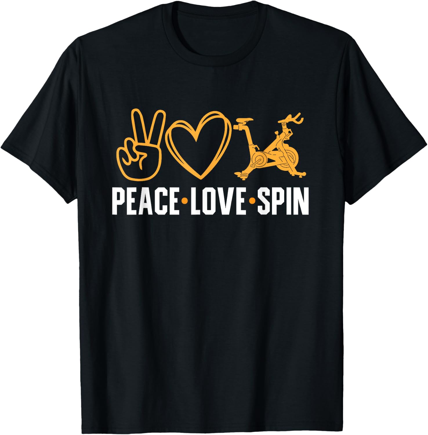 Indoor Cycling Spinning Peace Love Spin Class Workout T-Shirt - T-Shirt | Black