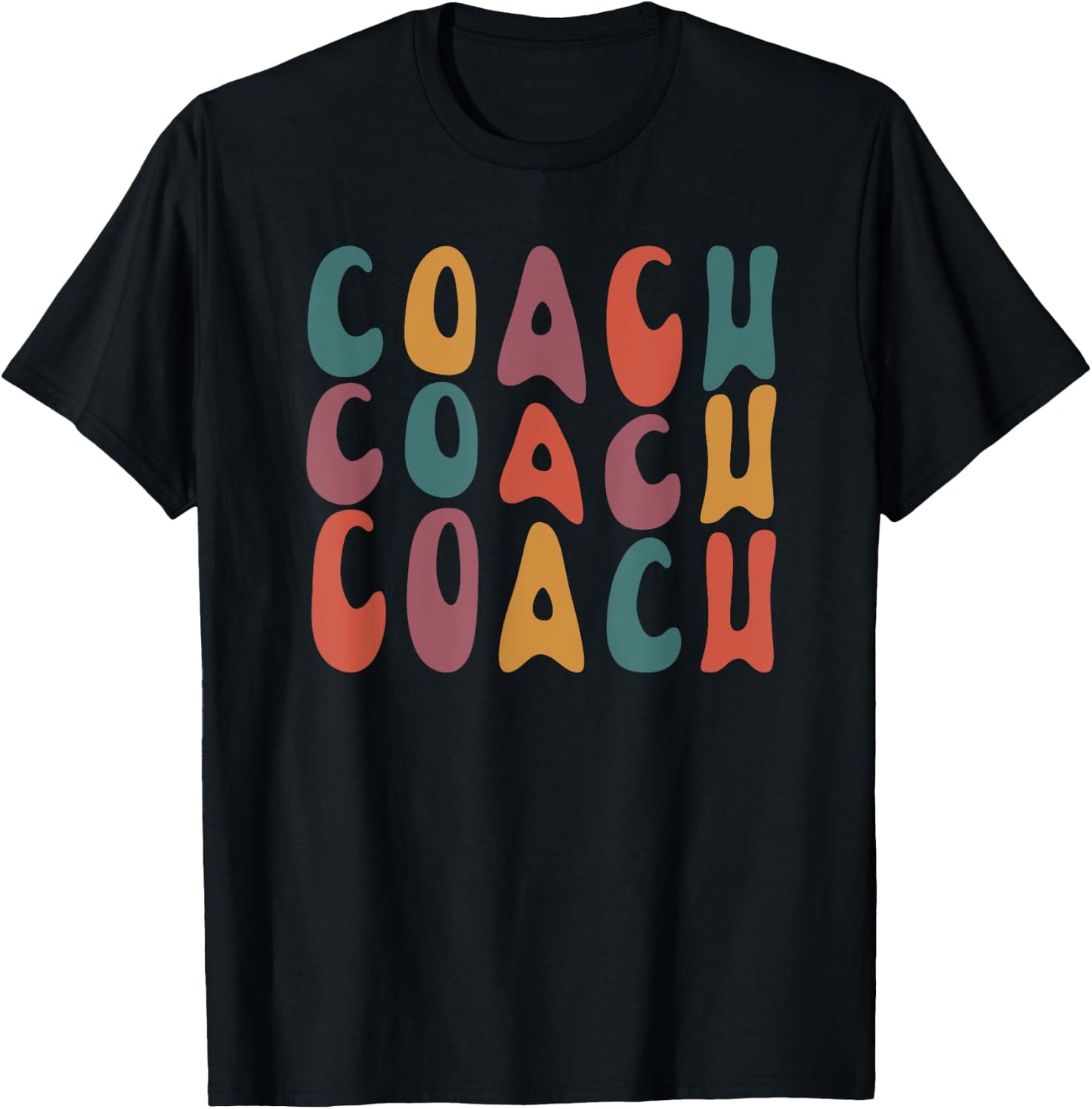 Coach Groovy Retro Colorful Design Coaching T-Shirt - T-Shirt | Black