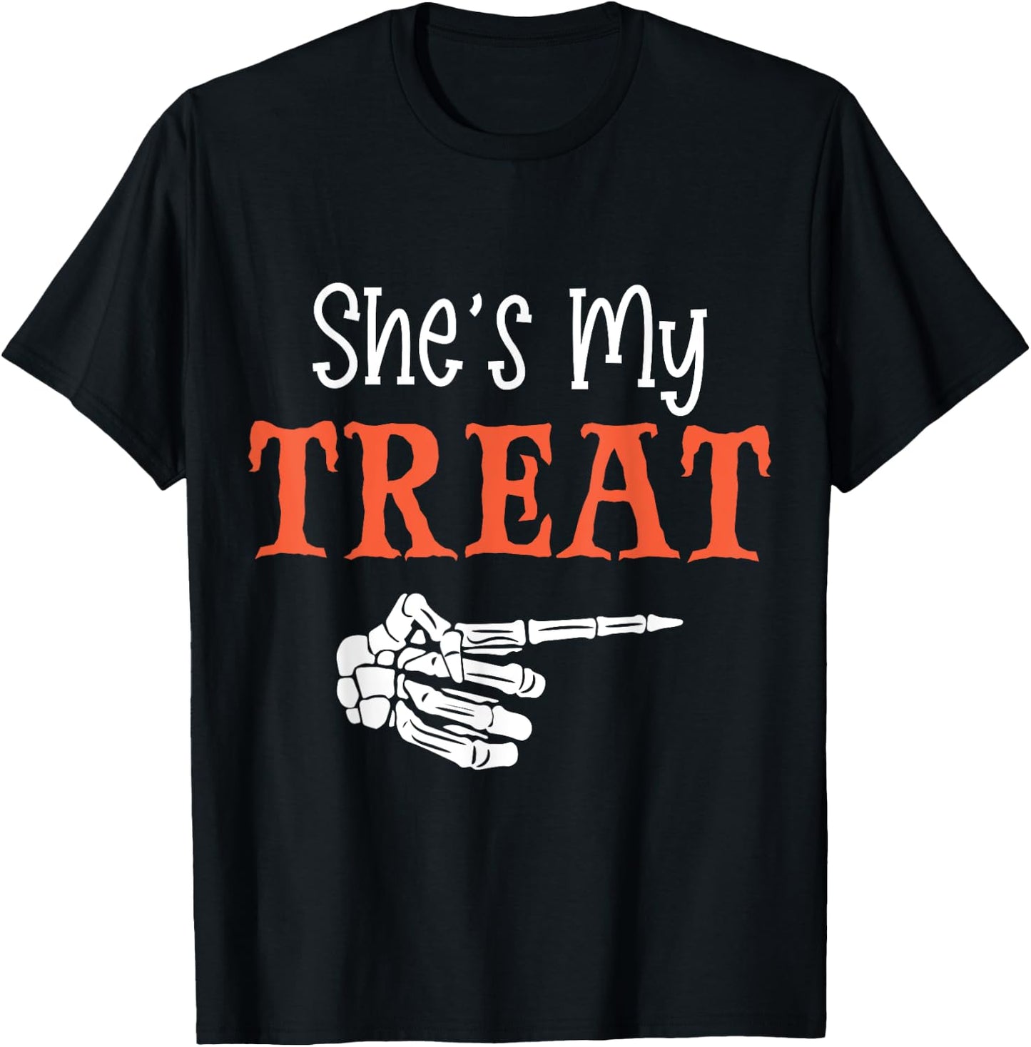 She's My Treat Funny Halloween Matching Couple Boyfriend T-Shirt - T-Shirt | Black