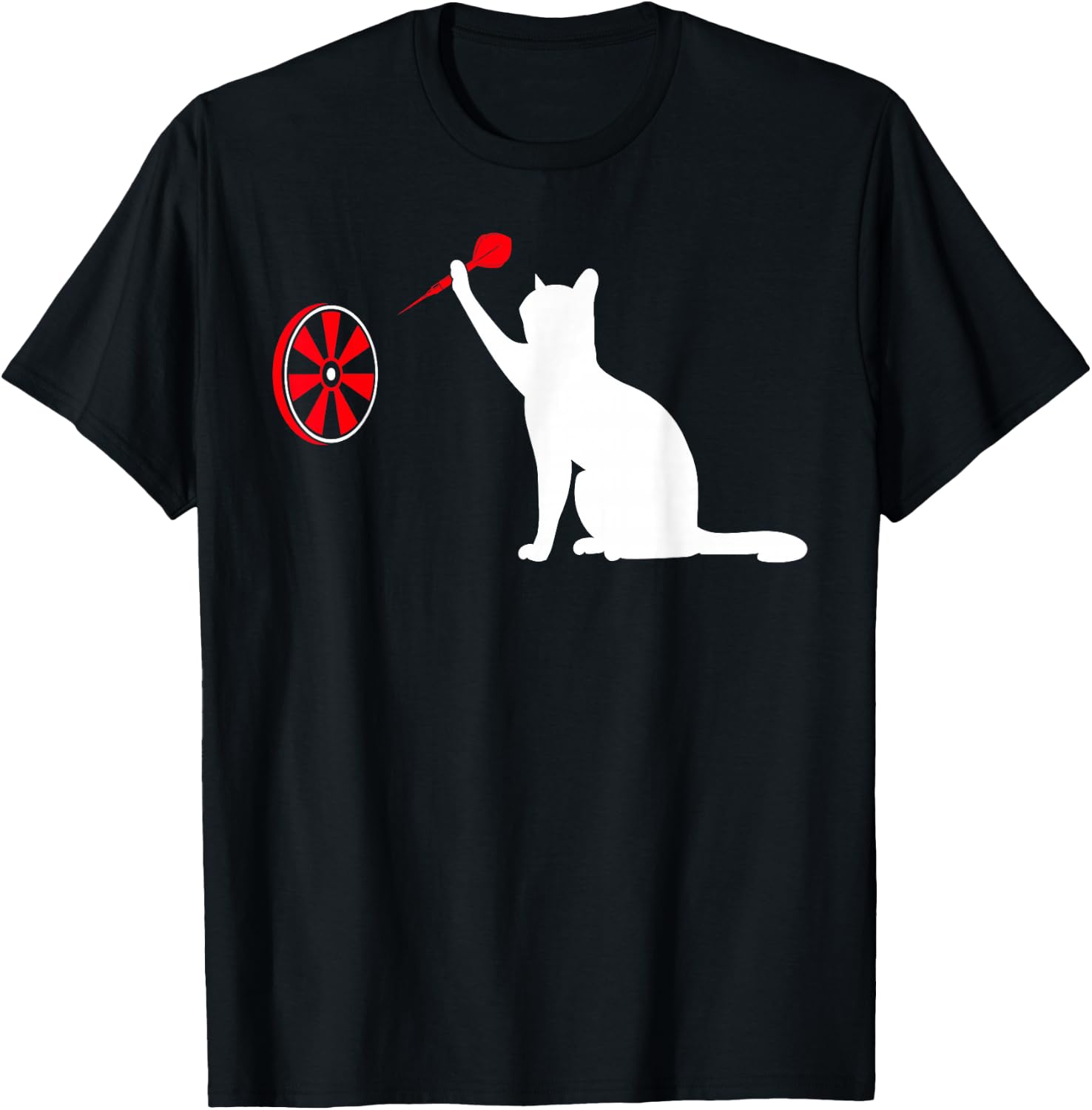 Darts Cat - Funny Dart Throwing Cat Dart and Cat Lover T-Shirt - T-Shirt | Black