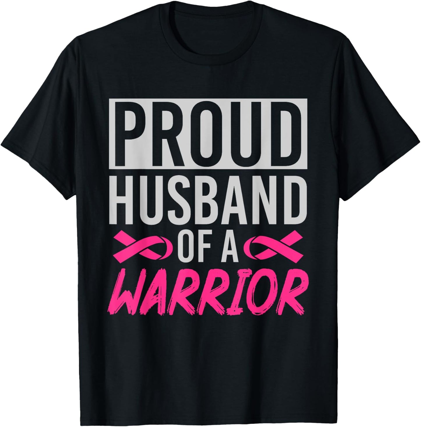 Supporter Husband Pink Ribbon Breast Cancer Awareness T-Shirt - T-Shirt | Black