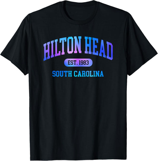 Hilton Head South Carolina Colorful Retro Throwback Girls T-Shirt - T-Shirt | Black