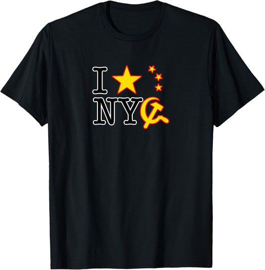I Heart NYC - Love Socialist Hammer & Sickle Star Design T-Shirt - T-Shirt | Black