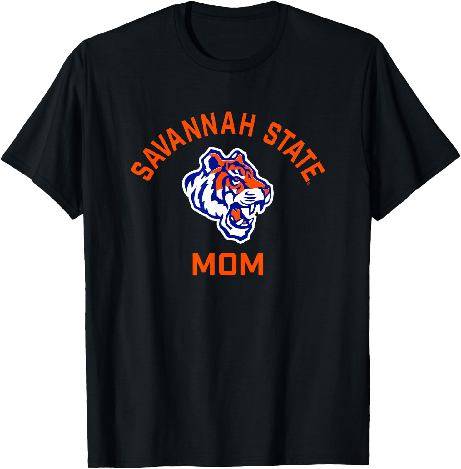 Savannah State University SSU Tigers Arched Mom T-Shirt - T-Shirt | Black