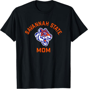 Savannah State University SSU Tigers Arched Mom T-Shirt - T-Shirt | Black