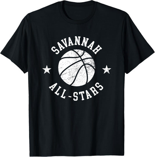 Savannah Vintage All-Stars Retro 80s Basketball T-Shirt - T-Shirt | Black