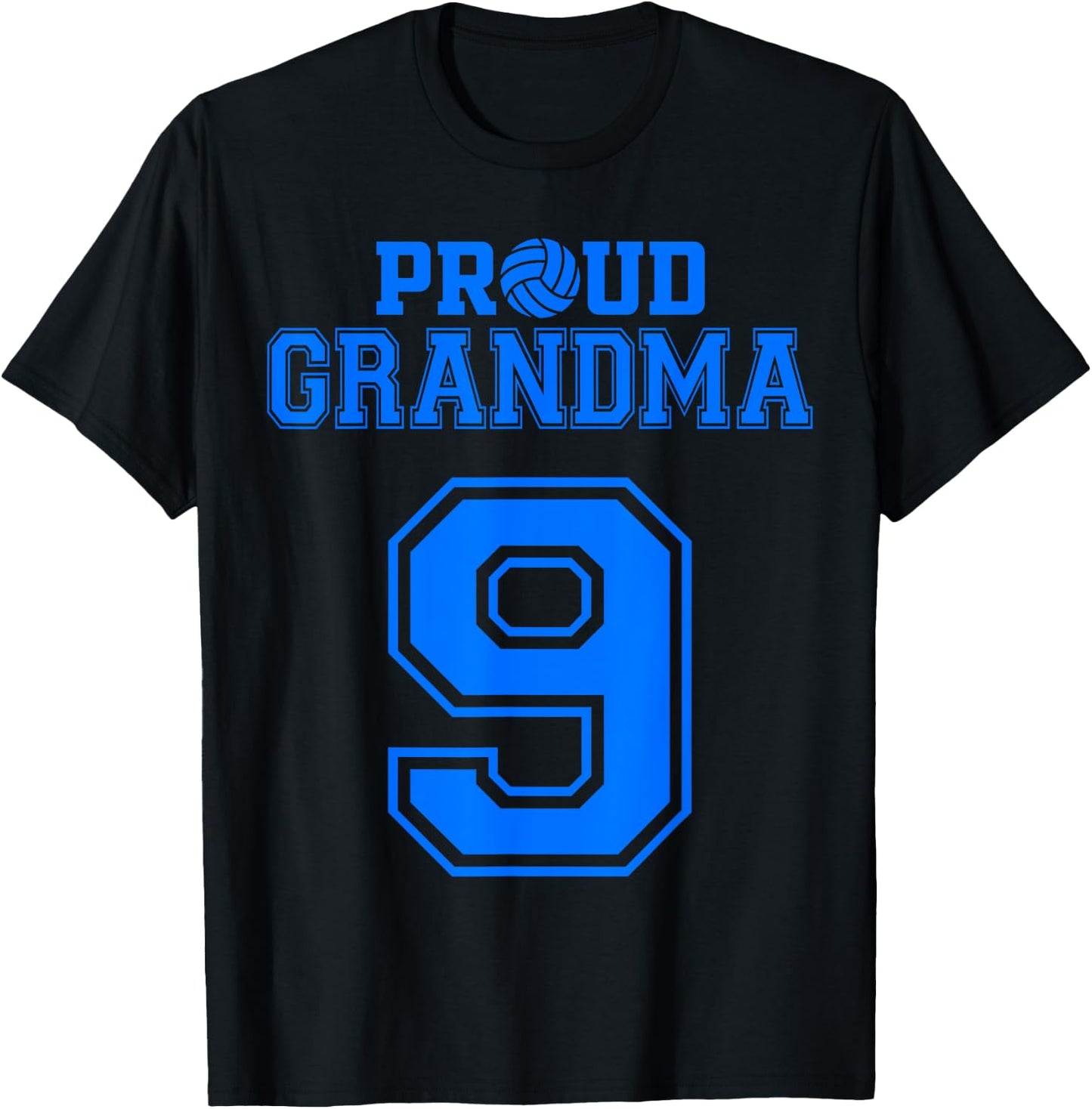 Proud Volleyball Grandma Number 9 B T-Shirt - T-Shirt | Black