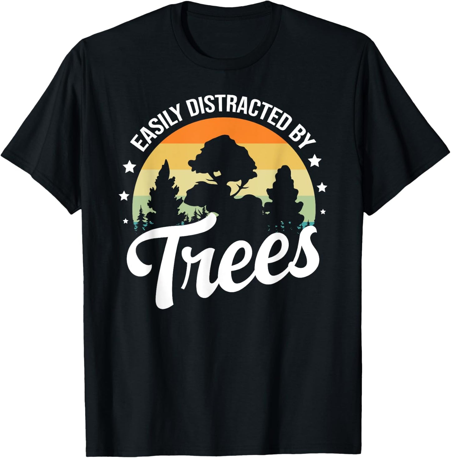 Easily Distracted By Trees women & Kids Retro Vintage Arborist Tree Lover Black Small T-Shirt - T-Shirt | Black