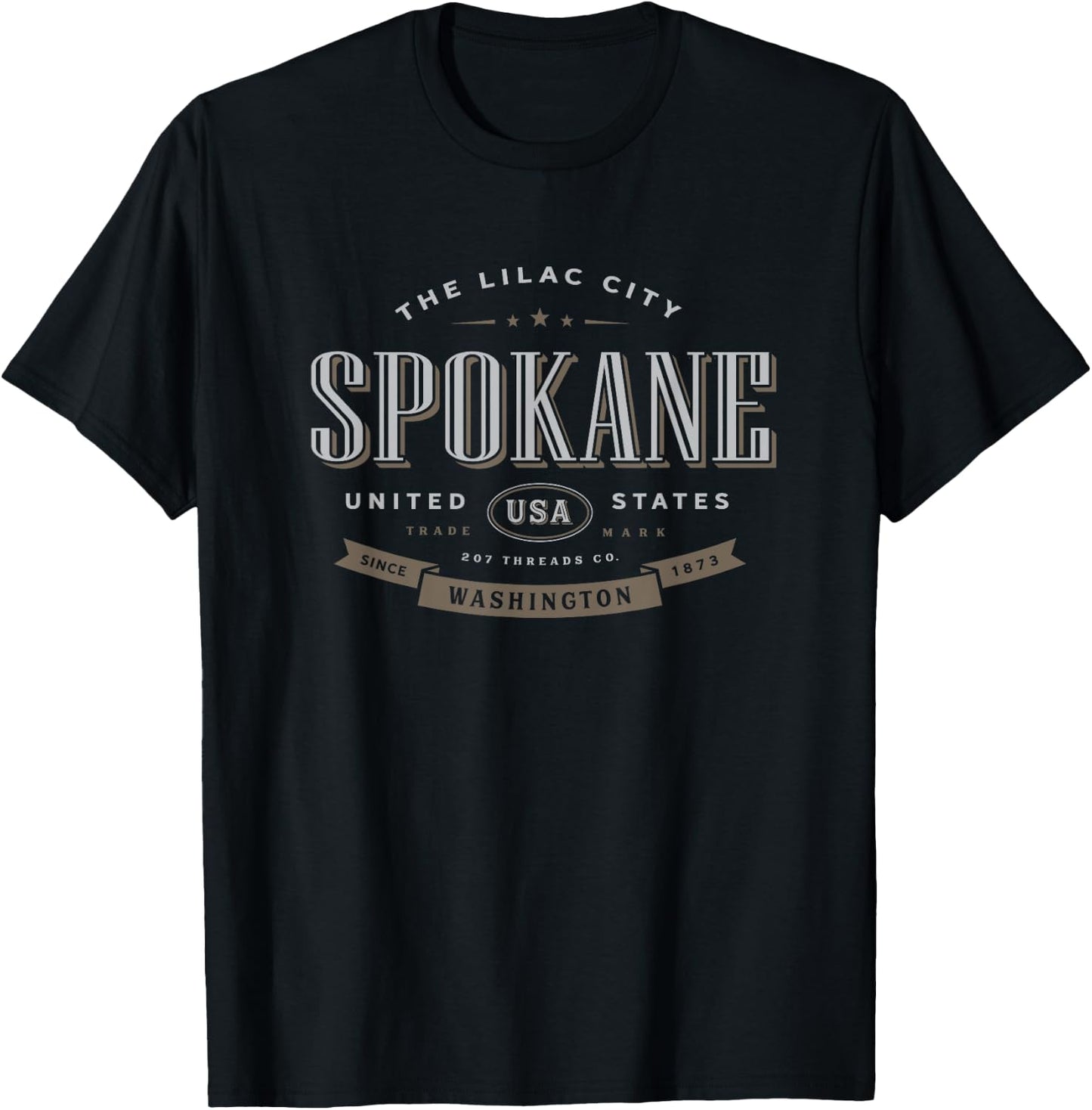 Spokane WA Washington The Lilac City Vacation Souvenir T-Shirt - T-Shirt | Black