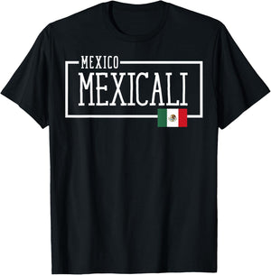 Saying Mexicali Mexico Flag Mexican Adventure Women Men Dad T-Shirt - T-Shirt | Black