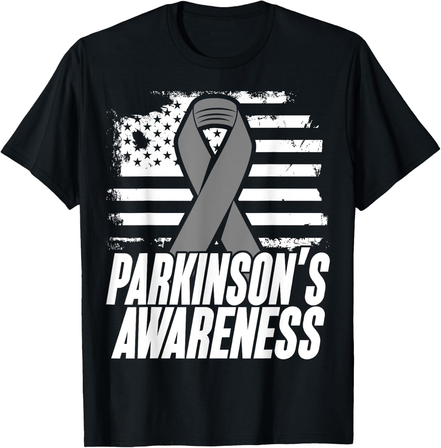 American Flag Gift Parkinson's Disease Patients Women Kids Men T-Shirt - T-Shirt | Black
