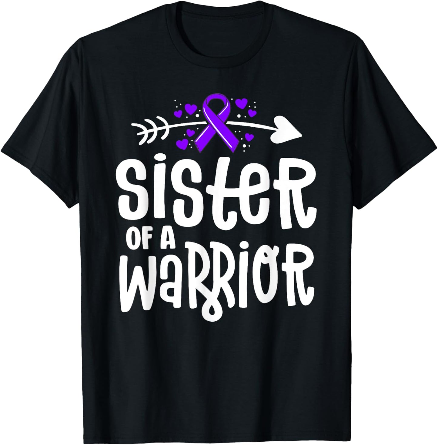 Sister Of A Warrior Hodgkins Lymphoma Cancer Family Support T-Shirt - T-Shirt | Black
