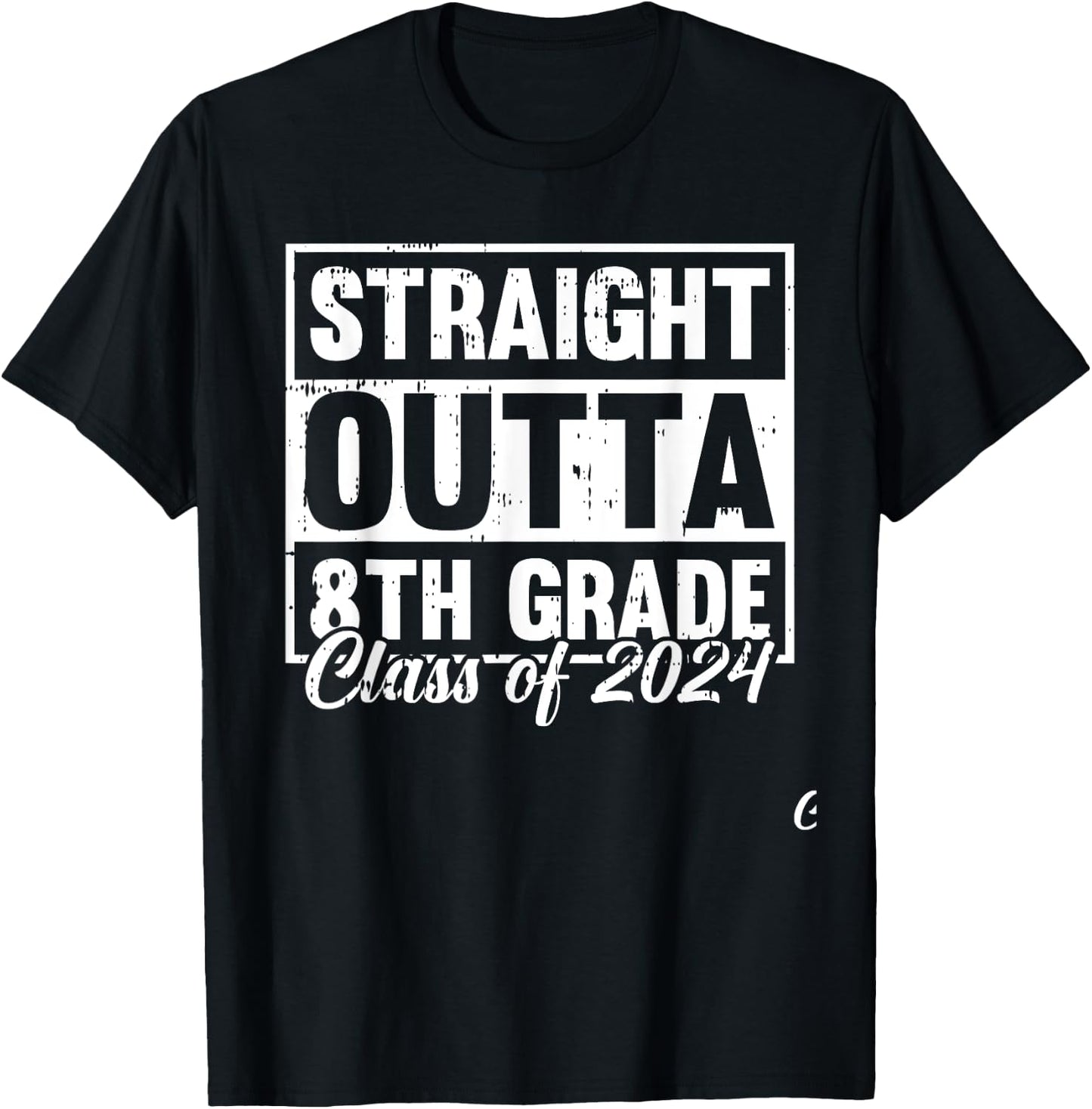 Straight Outta 8Th Grade Class Of 2024 Graduation Graduate T-Shirt - T-Shirt | Black