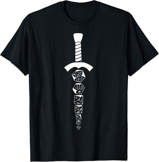 Dice Sword - Roleplaying RPG Tabletop Adventure Dice Roll T-Shirt - T-Shirt | Black