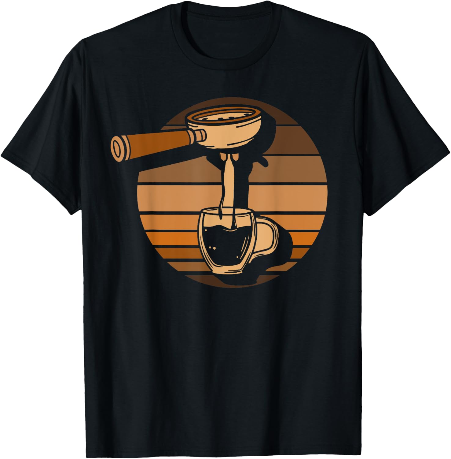 Retro Portafilter Motif for Coffee Lover and Barista T-Shirt - T-Shirt | Black