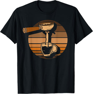 Retro Portafilter Motif for Coffee Lover and Barista T-Shirt - T-Shirt | Black