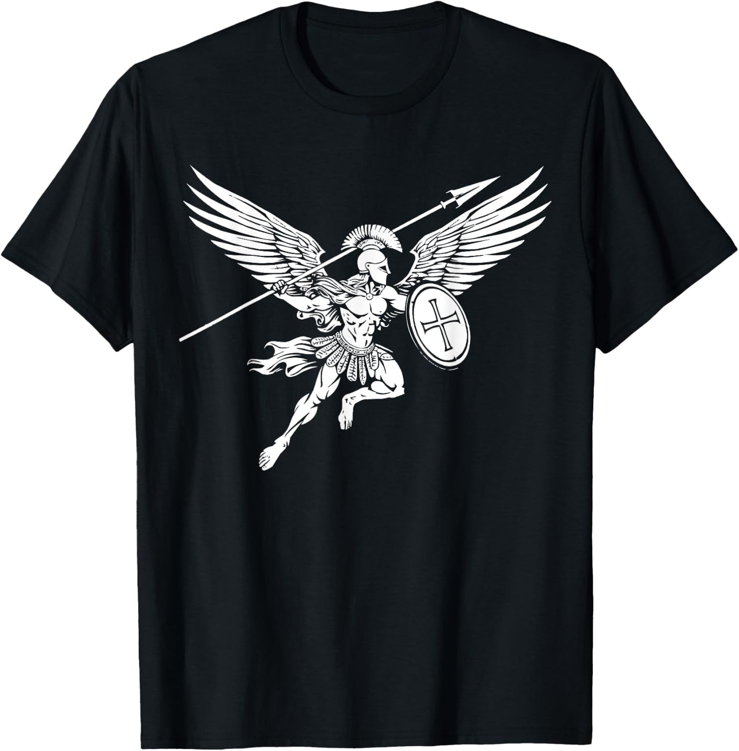 Archangel Catholic Religion Christianity Guardian Angel T-Shirt - T-Shirt | Black