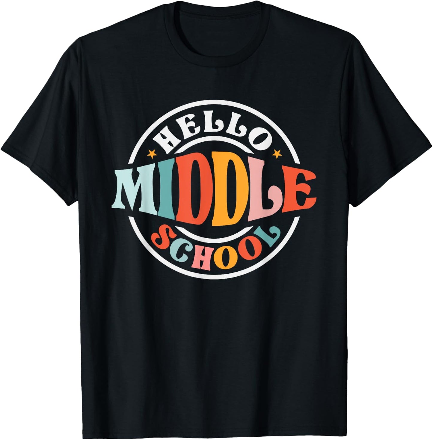 Hello Middle School Groovy First Day of Middle School T-Shirt - T-Shirt | Black