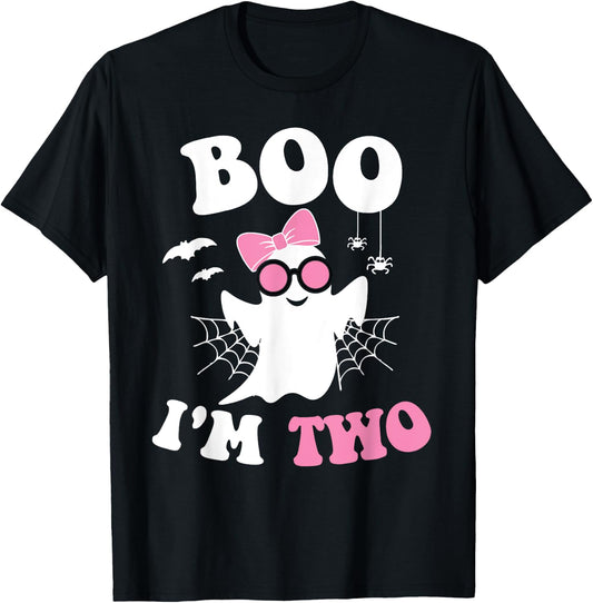 Boo I'm Two 2nd Birthday Halloween Birthday Ghost Groov T-Shirt - T-Shirt | Black