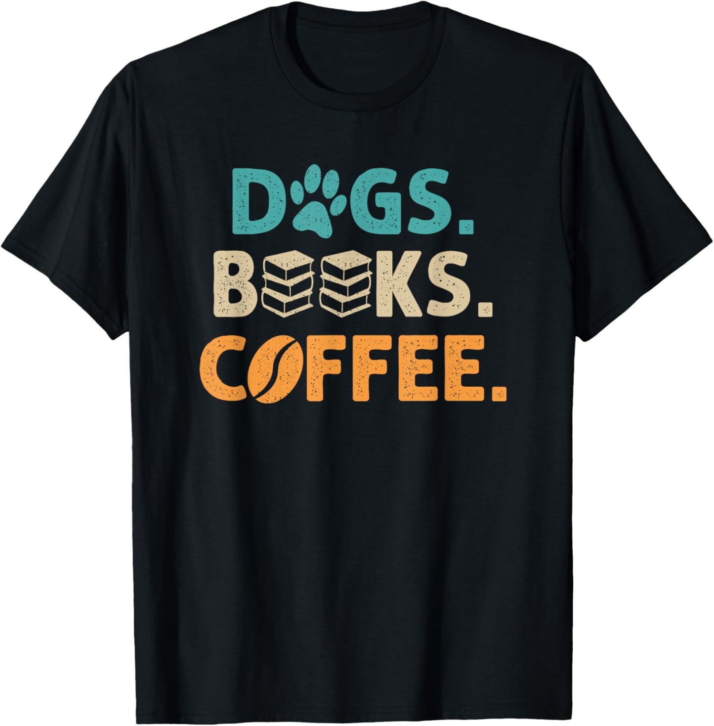 Dogs Books Coffee Funny Reading Book Lover T-Shirt - T-Shirt | Black