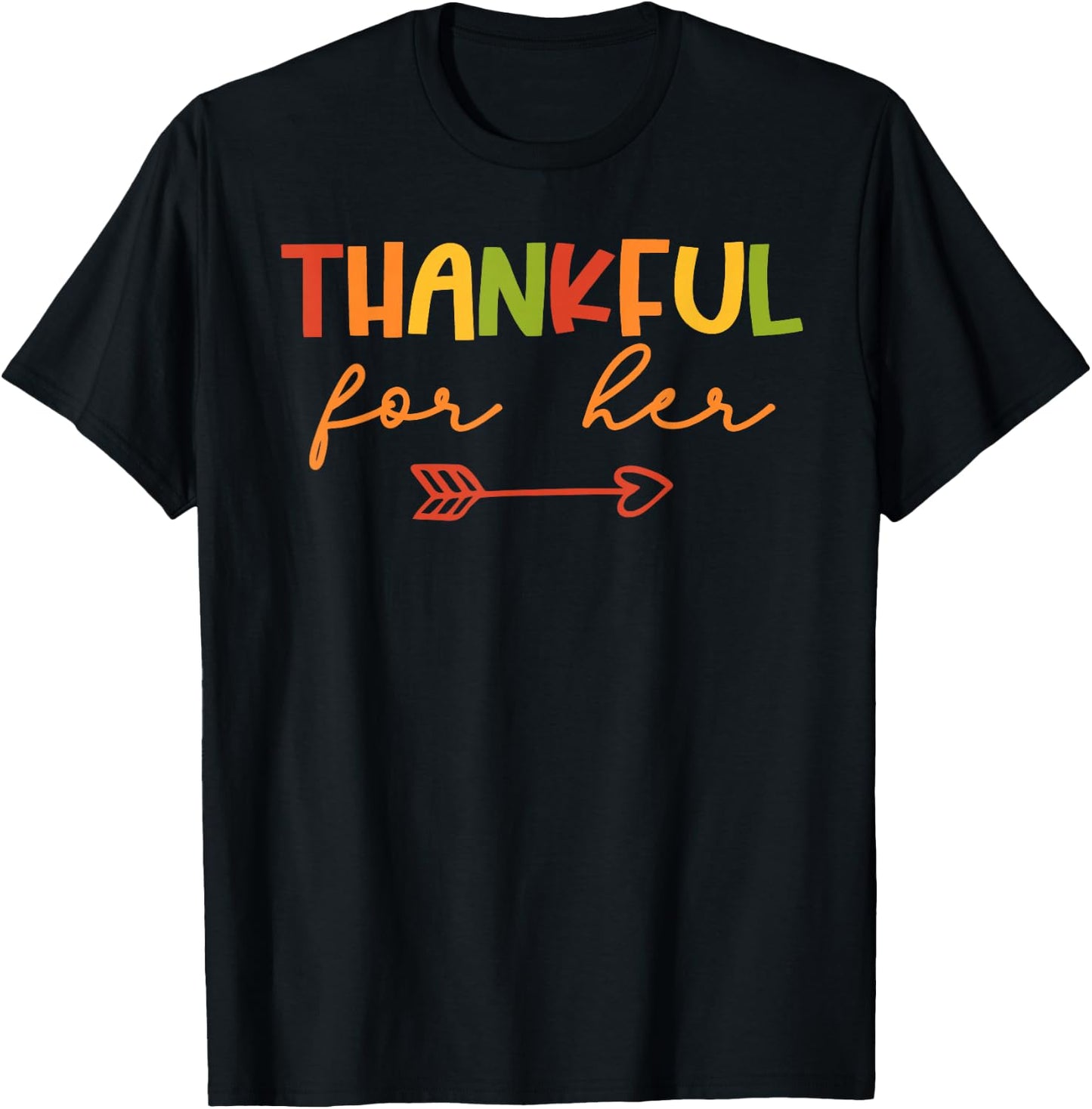 Thankful Thanksgiving Matching Couples Girlfriend T-Shirt - T-Shirt | Black