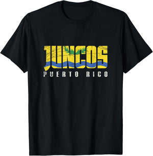 Juncos City in Puerto Rico, Juncos Flag T-Shirt - T-Shirt | Black