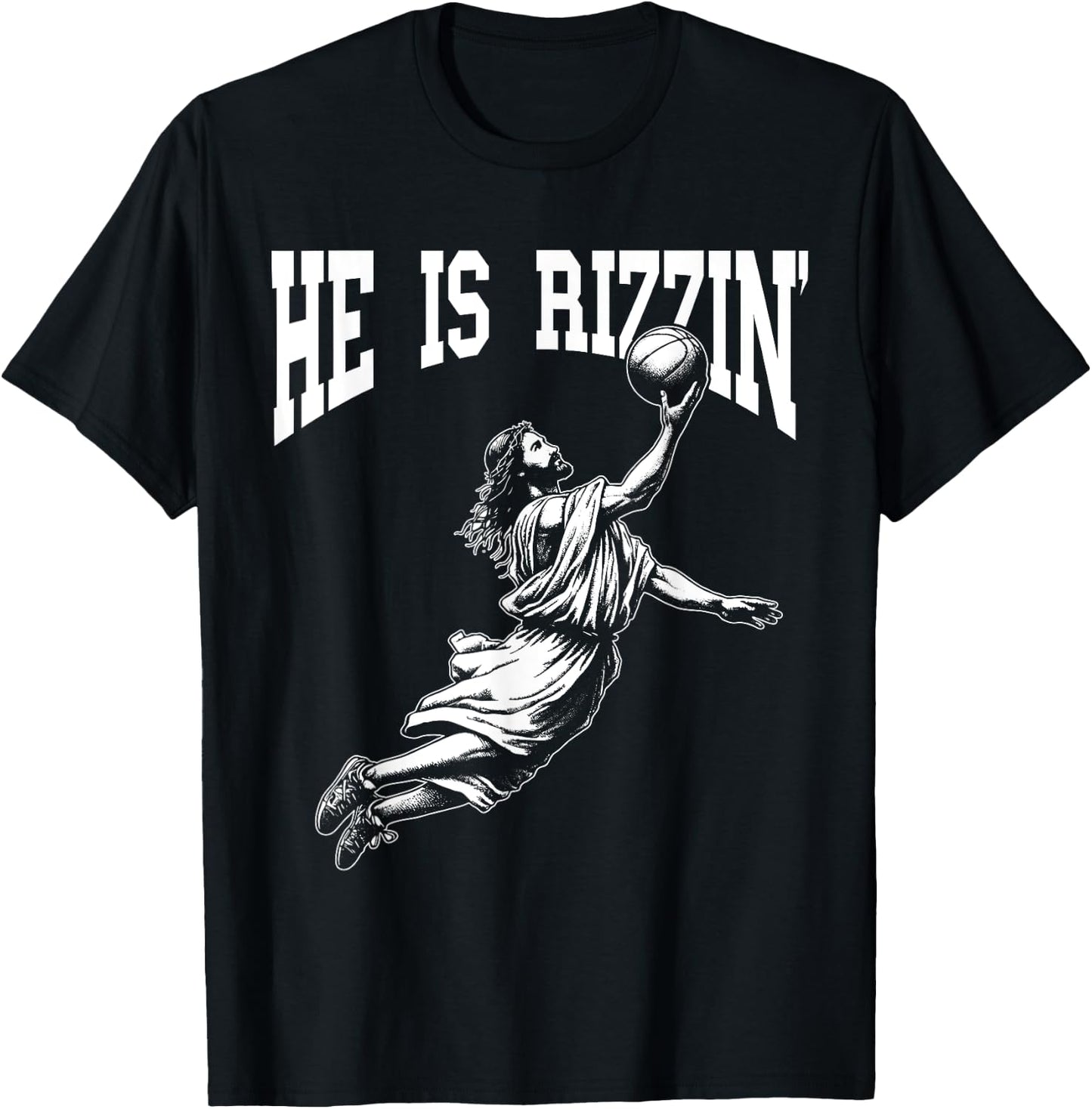 Easter Basketball He Is Rizzin' Jesus Basketball T-Shirt - T-Shirt | Black