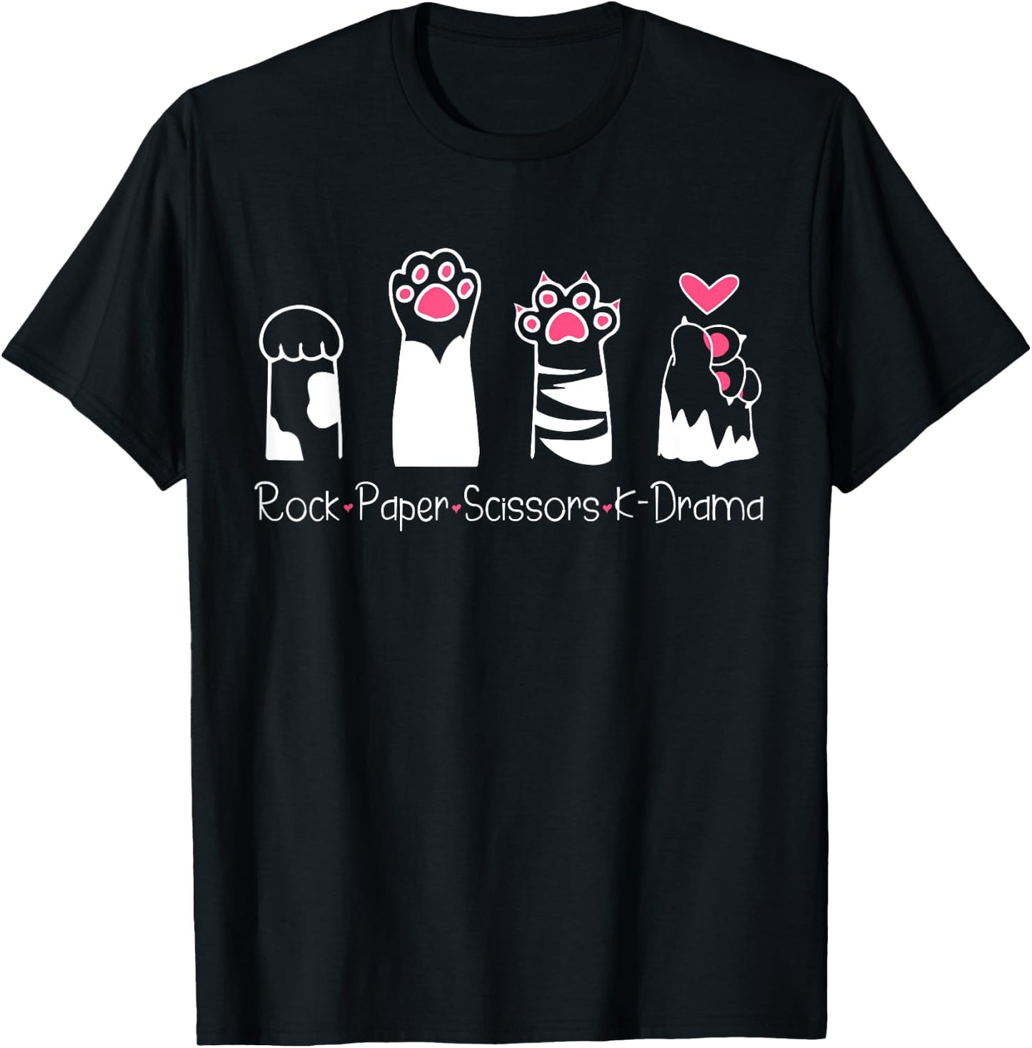 Rock Paper Scissors K-Drama Cute Paw Hand Game Funny Cat Women T-Shirt - T-Shirt | Black