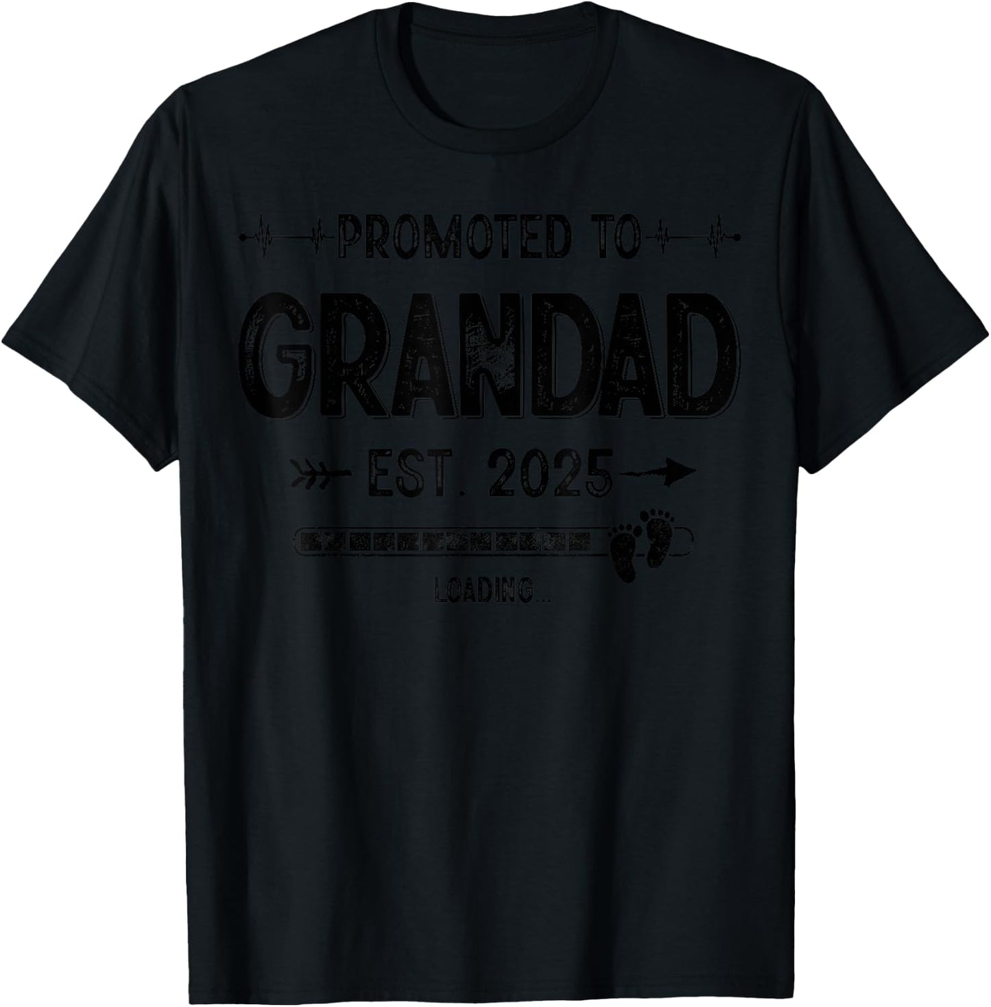 Vintage Soon to be Grandad Est 2025 Promoted to new Dad Papa T-Shirt - T-Shirt | Black