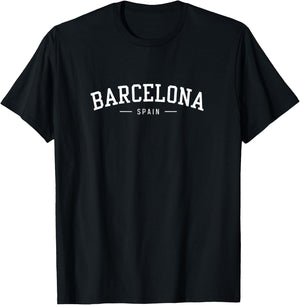 Barcelona Spain - College Style Vacation Souvenir T-Shirt - T-Shirt | Black