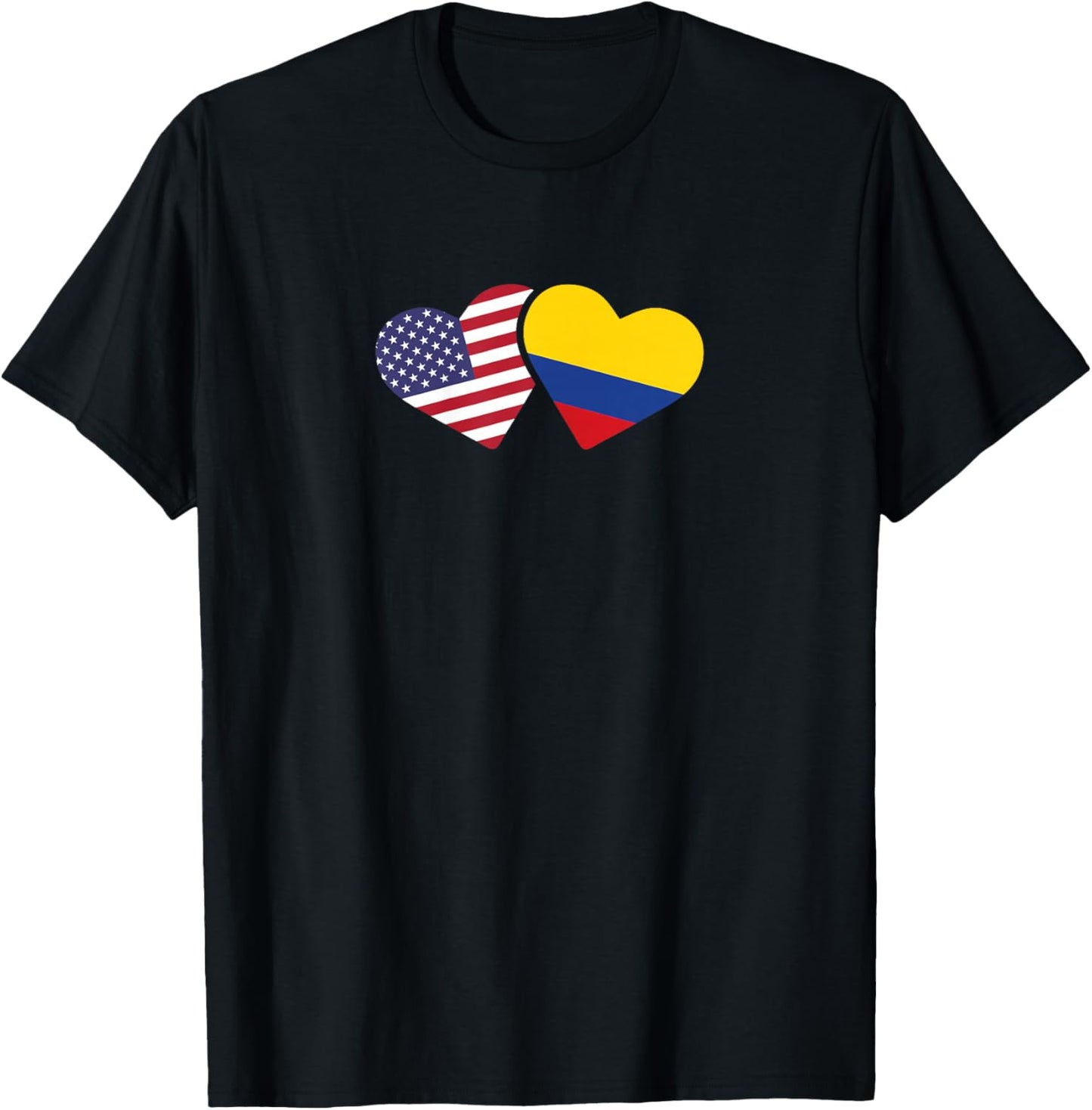 USA Colombia Flag Heart T Shirt Colombian American Love Gift T-Shirt - T-Shirt | Black