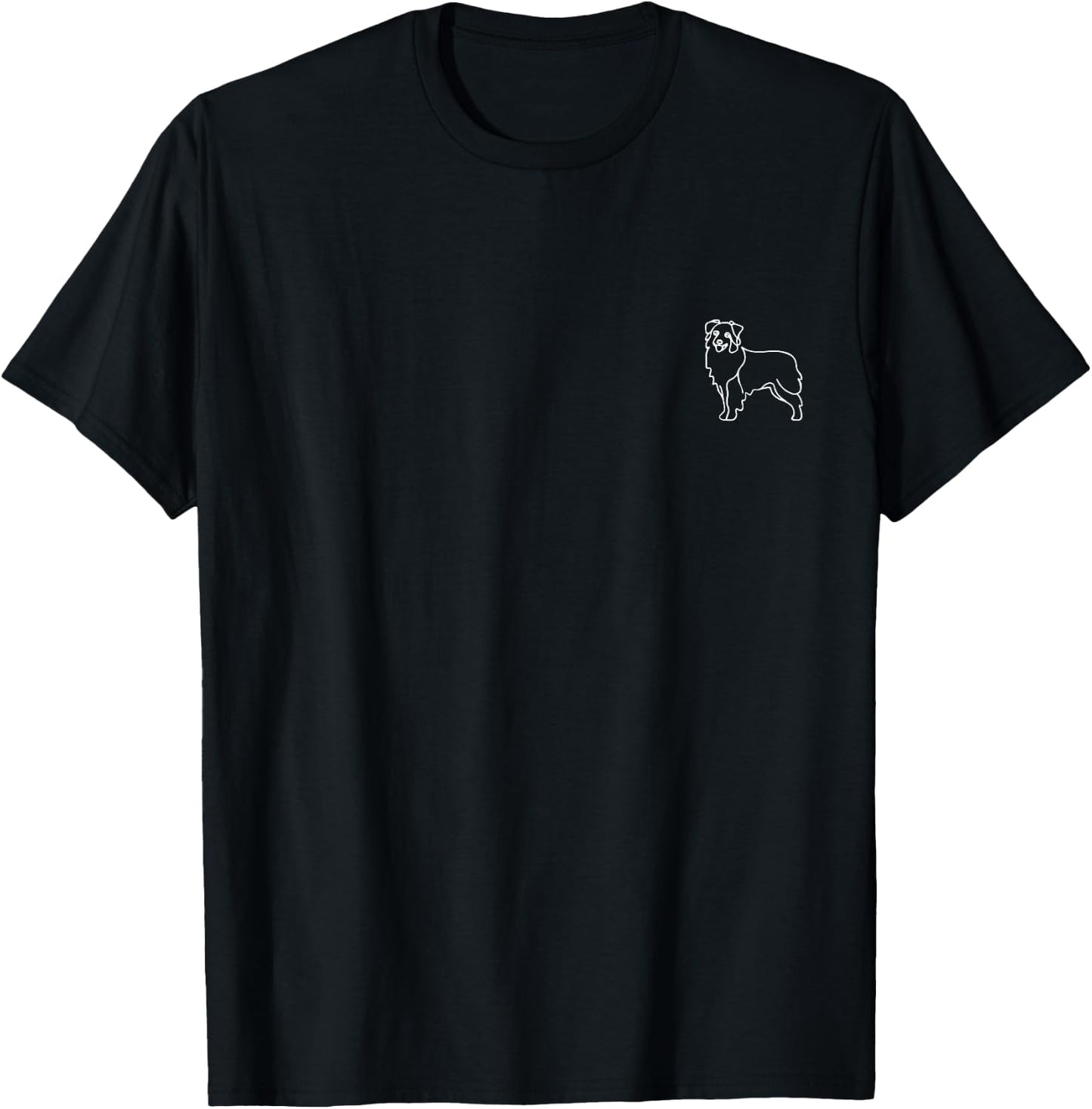 Australian Shepherd Gifts & Apparel -Adults, Kids Black Short Sleeve Classic Minimalism Dog T-Shirt - T-Shirt | Black
