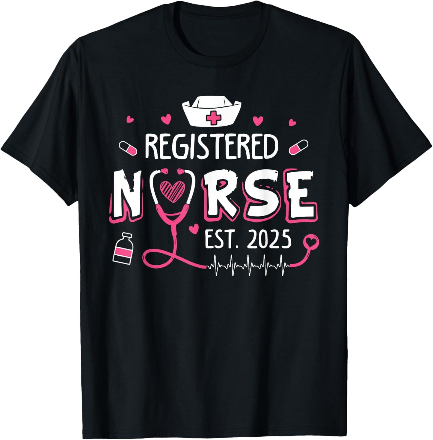 Registered Nurse Est 2025 Nursing Student RN Graduation T-Shirt - T-Shirt | Black