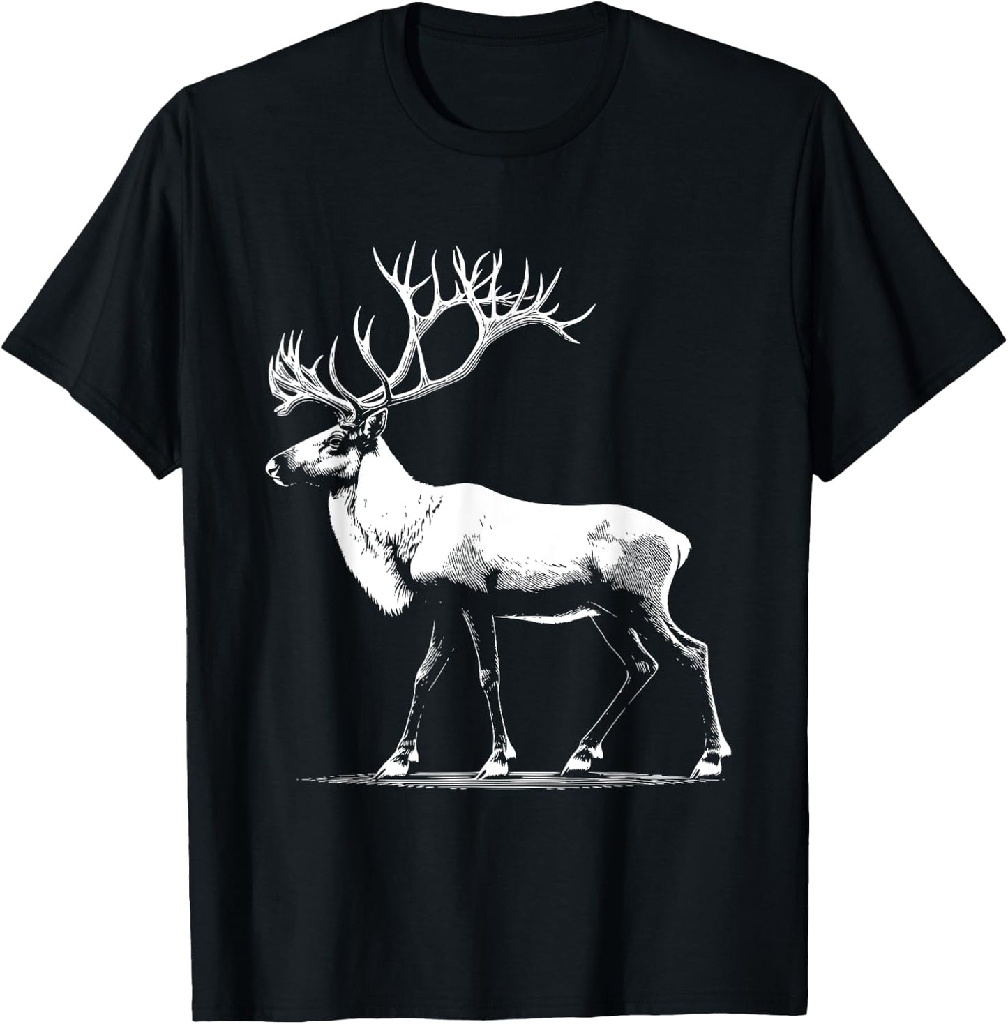 Caribou Dad Mom Lover - Monochromatic Caribou T-Shirt - T-Shirt | Black
