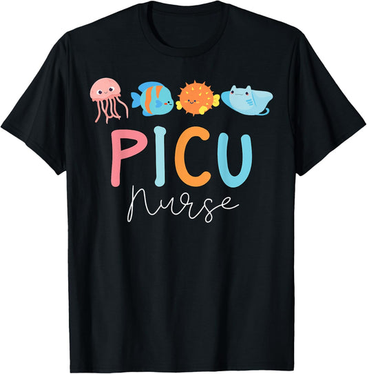 Cute Ocean Sea Summer PICU Nurse Vascular Access IV Nursing Women T-Shirt - T-Shirt | Black