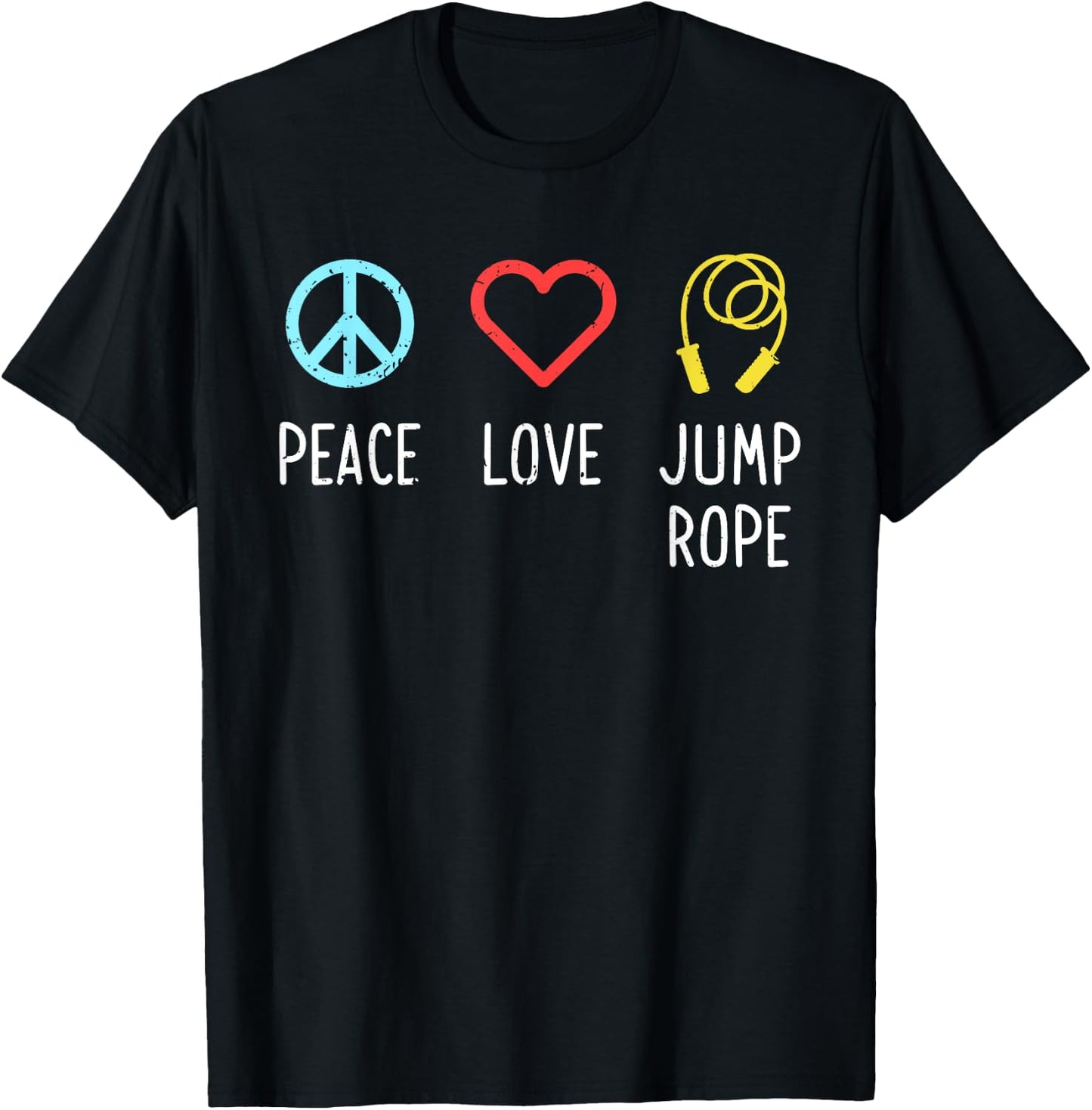 Peace Love Jump Rope Jumping Skipping Sports Gift T-Shirt - T-Shirt | Black