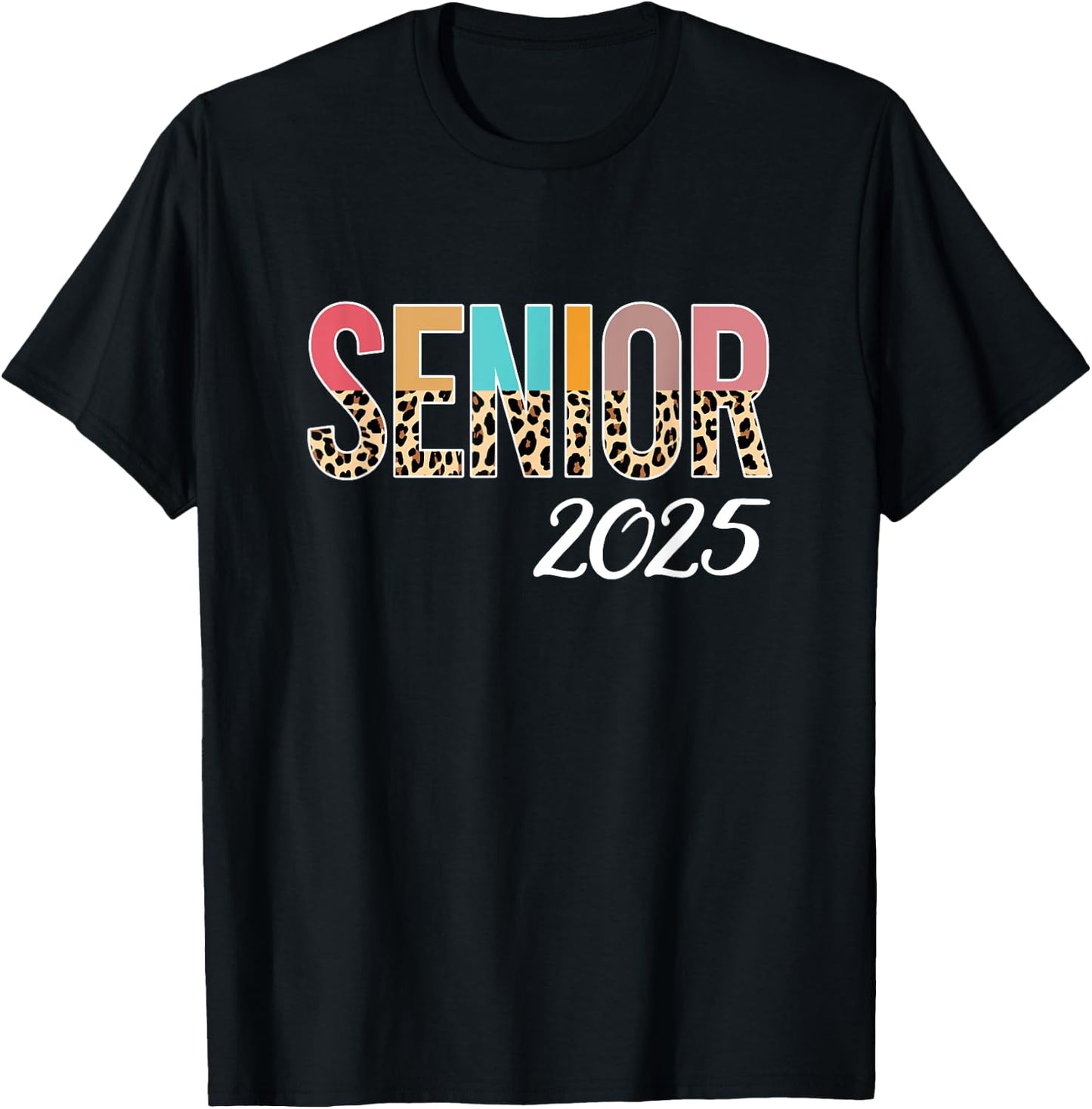 Senior 2025 Graduation Leopard Print Grad Senior 2025 T-Shirt - T-Shirt | Black
