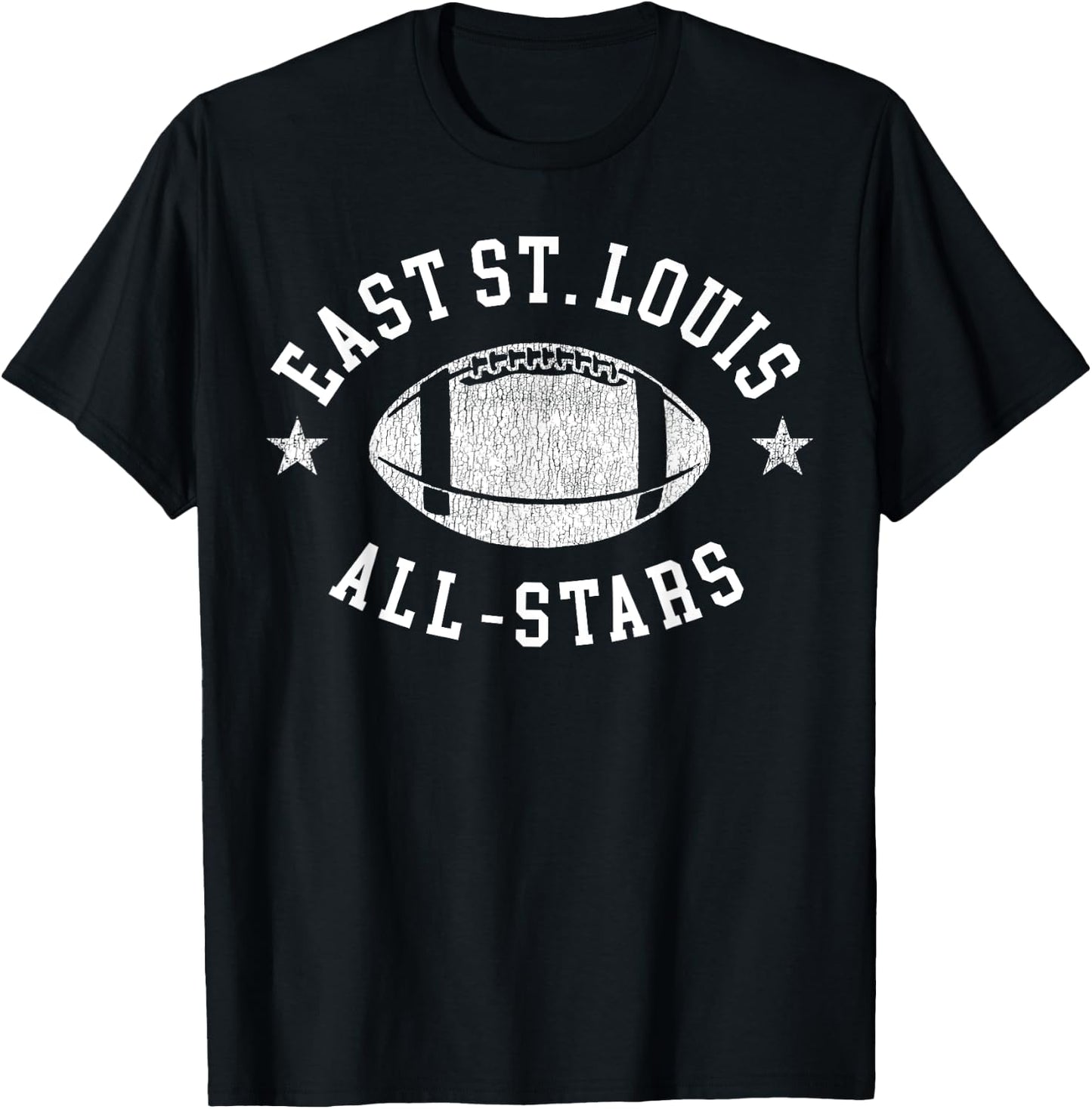 East St. Louis Vintage All-Stars Football Retro 80s T-Shirt - T-Shirt | Black