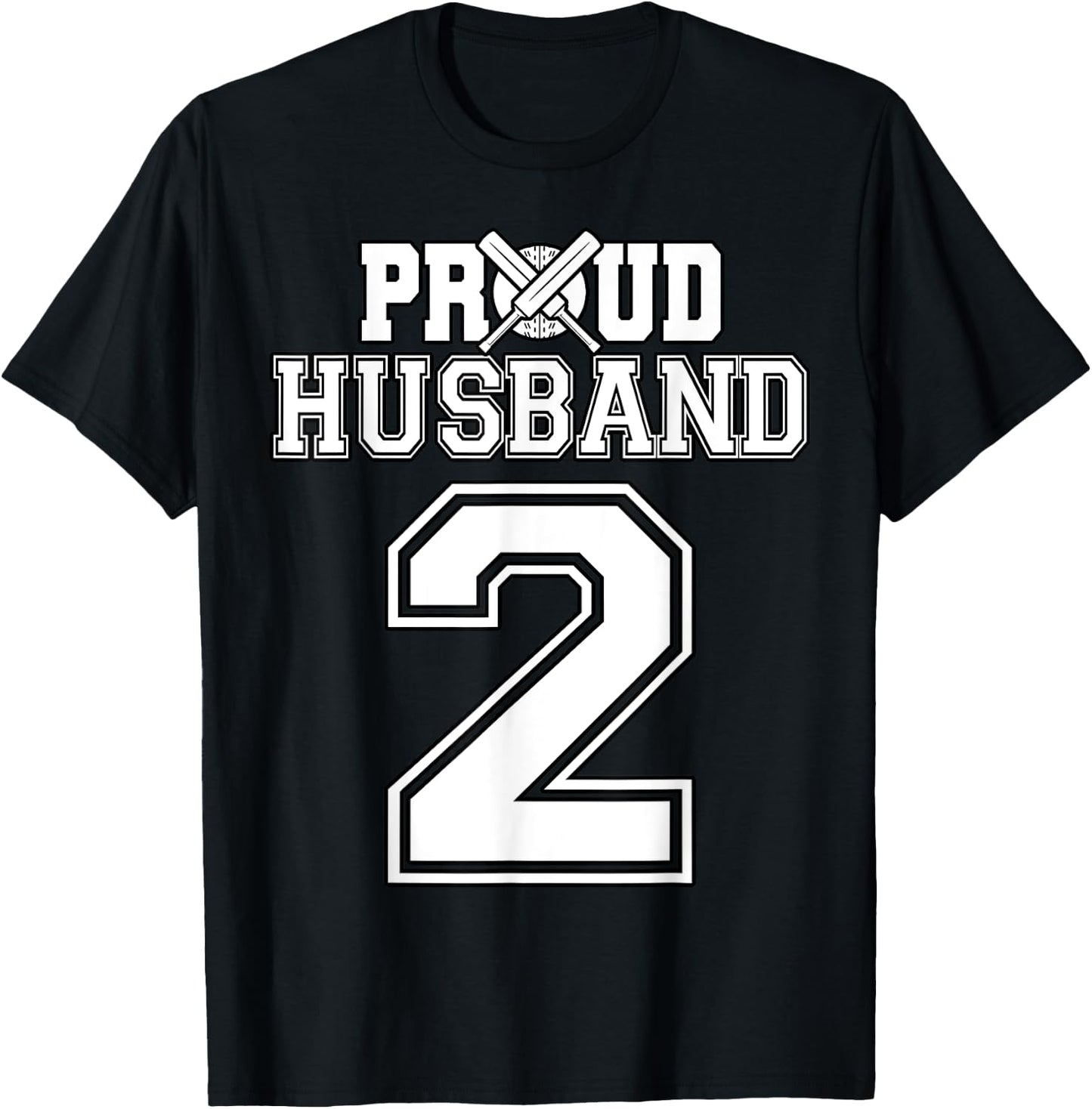 Proud Cricket Husband Number 2 T-Shirt - T-Shirt | Black
