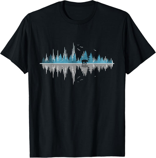 Trees Reflection Wildlife Nature Animal Bear Outdoor Forest T-Shirt - T-Shirt | Black