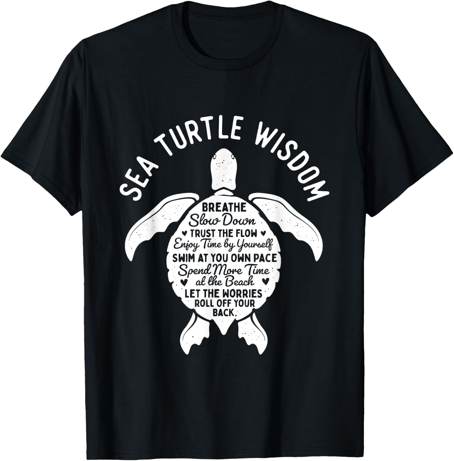 Sea Turtle Wisdom - Beach Cute Tortoise Sea Animal T-Shirt - T-Shirt | Black