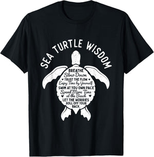 Sea Turtle Wisdom - Beach Cute Tortoise Sea Animal T-Shirt - T-Shirt | Black