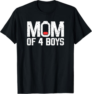 Mom of 4 boys battery low Mama of 4 boys Mother's day 2024 T-Shirt - T-Shirt | Black