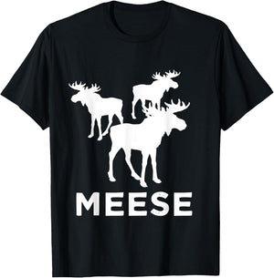 Meese Funny Moose Lover Gift Wildlife Woodland Animal T-Shirt - T-Shirt | Black