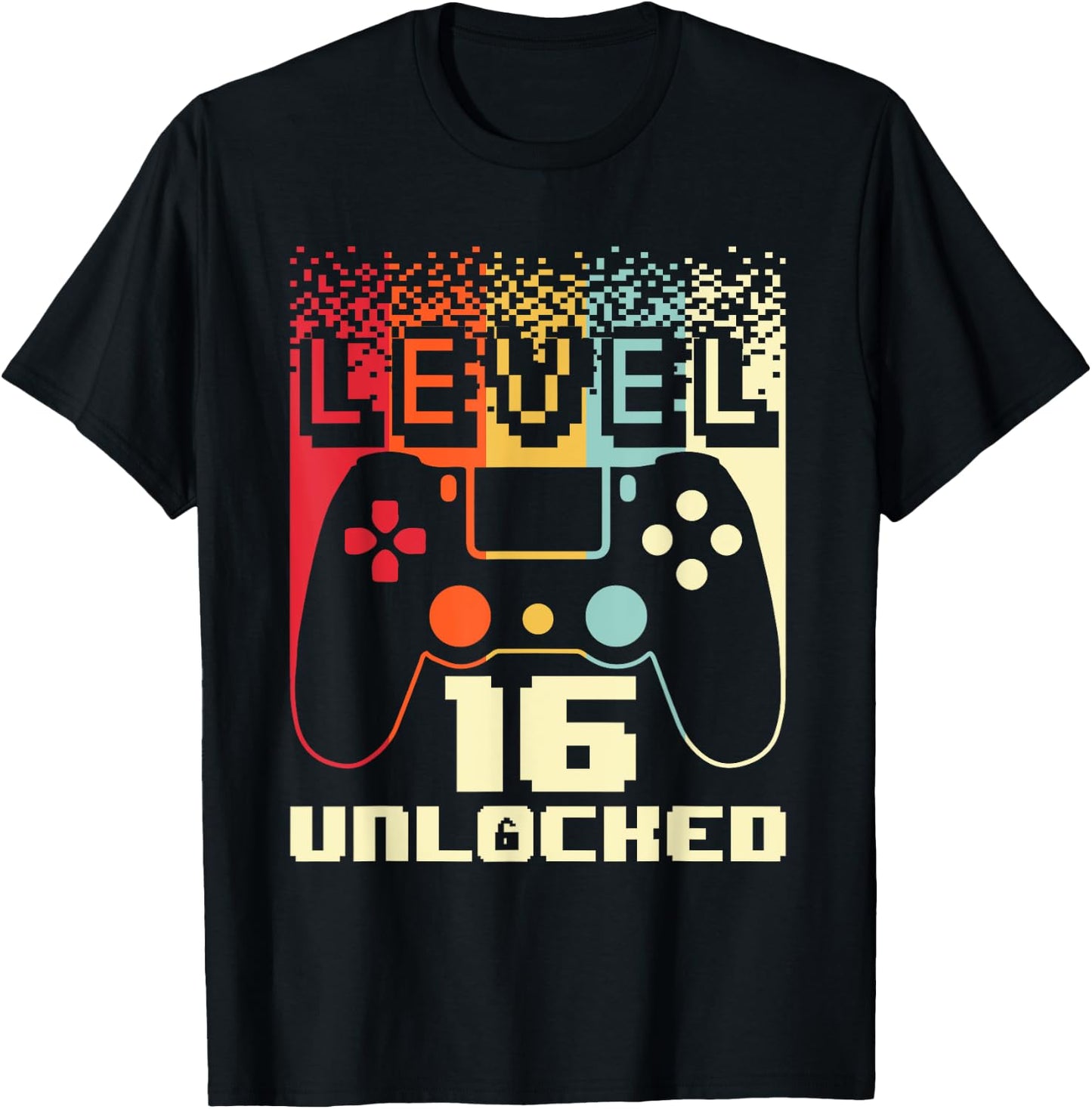 16th Birthday For Boys Level 16 Unlocked Gamer 16 Year Old T-Shirt - T-Shirt | Black