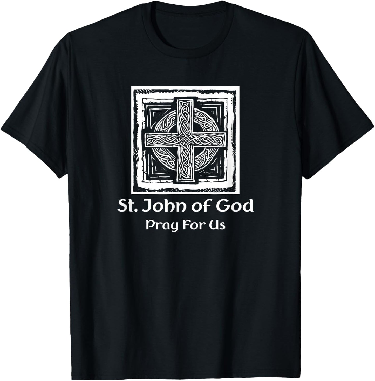 St. John of God Catholic Cross T-Shirt - T-Shirt | Black