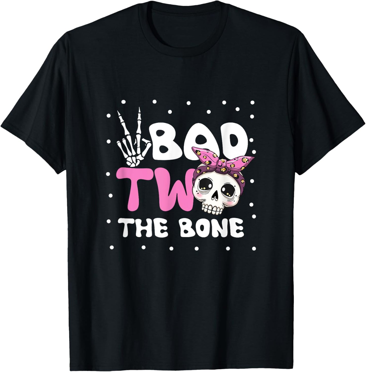 Bad Two The Bone Toddler Halloween 2nd Birthday Checkered T-Shirt - T-Shirt | Black