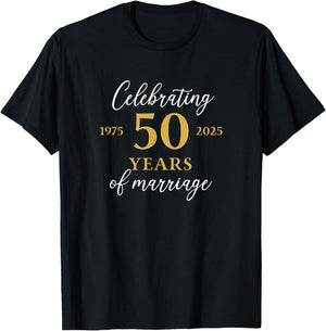 Funny 50 Years of Marriage 1975 50th Wedding Anniversary T-Shirt - T-Shirt | Black