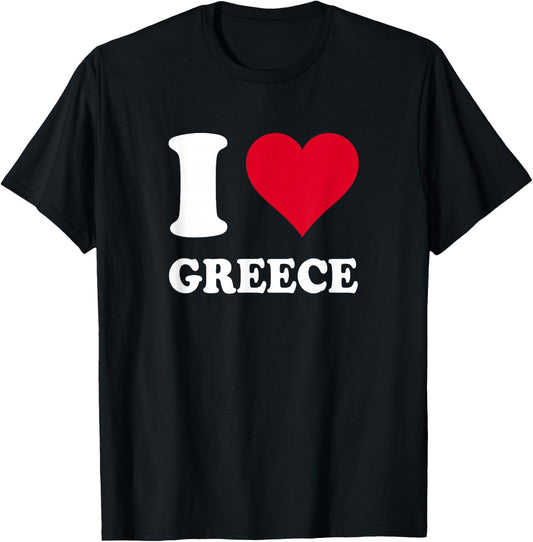 Red Heart I Love Greece T-Shirt - T-Shirt | Black